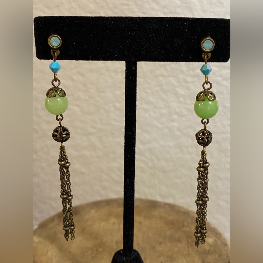 Liz Palacios Swarovski Crystal Tassel Earrings